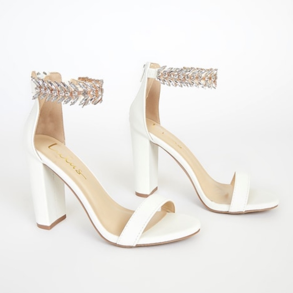 Lulus Milan White Ankle Strap Heels